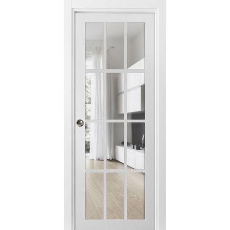 Sartodoors Pocket Interior Door, 18" x 96", White FELICIA3355PD-BEM-1896